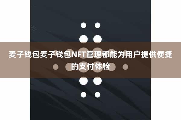 麦子钱包麦子钱包NFT管理都能为用户提供便捷的支付体验